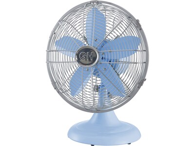 Good Housekeeping Oscillating Desk Fan, 3-Speed, Silver/Light Blue (92608)