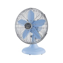 Good Housekeeping Oscillating Desk Fan, 3-Speed, Silver/Light Blue (92608)
