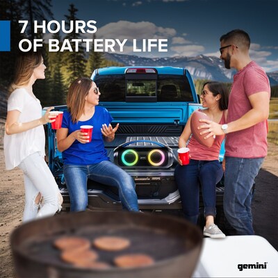 Gemini Sound 50W Bluetooth Speaker Portable Wireless IPX5 Waterproof Speaker with FM Radio, LED Party Light - Black (GGO-230L)