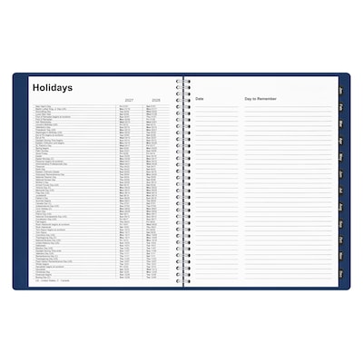 2027 Staples 8" x 11" Weekly & Monthly Appointment Book, Faux Leather Cover, Navy (ST58470-27)