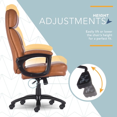 Click365 Classic Ergonomic Bonded Leather Executive Big & Tall Chair, 350 lb. Capacity, Cognac (CCHR10023A)