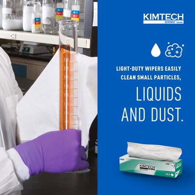 Kimtech Science Kimwipes Delicate Task Durable Fibers Cleaning Wipers, 16.6" x 14.7", White, 140 Wipers/Box (34256)