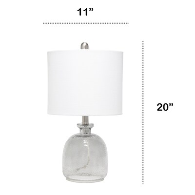 Lalia Home Smokey Gray Hammered Glass Jar Table Lamp with Linen Shade, White (LHT-5013-WH)