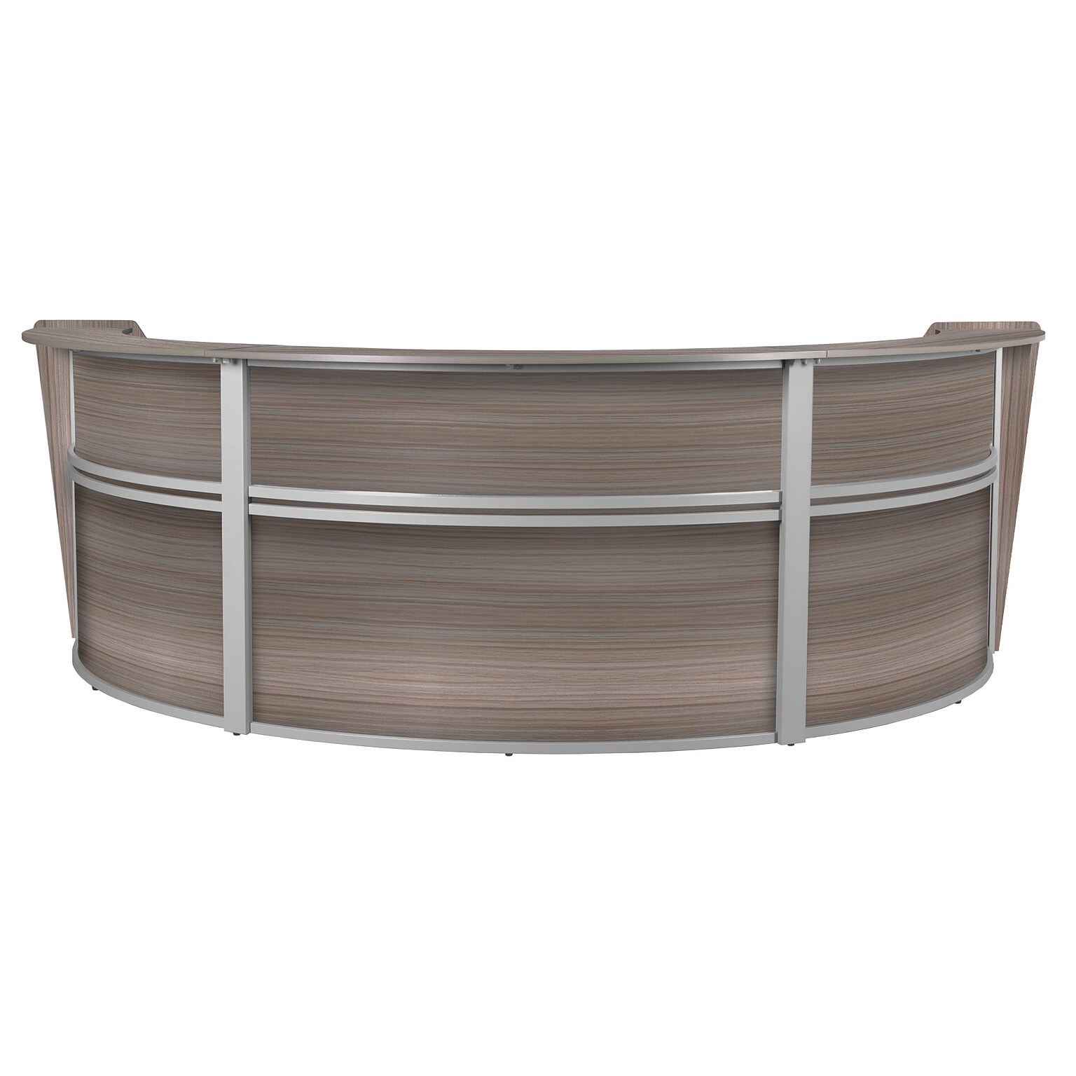 Regency Marque 144W Curved Reception Desk Workstation, Driftwood Gray (77293GY)