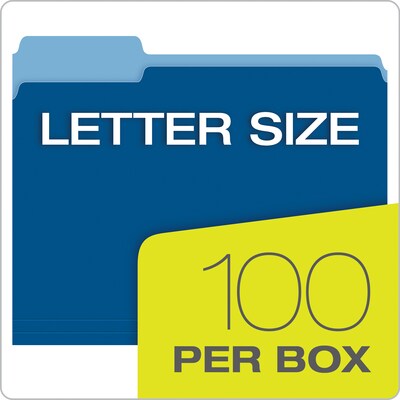 Pendaflex Two-Tone File Folders, 1/3-Cut Tab, Letter Size, Navy Blue, 100/Box (152 1/3 NAV)