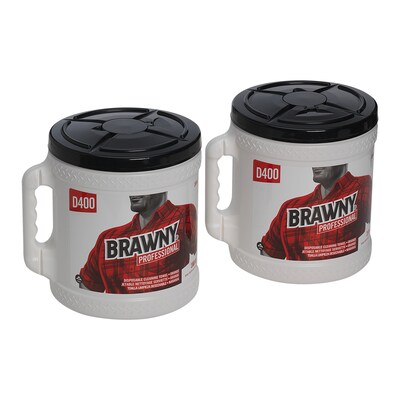 Brawny Professional D400 Durable Fibers Wipers, Orange, 200 Sheets/Bucket (20040)