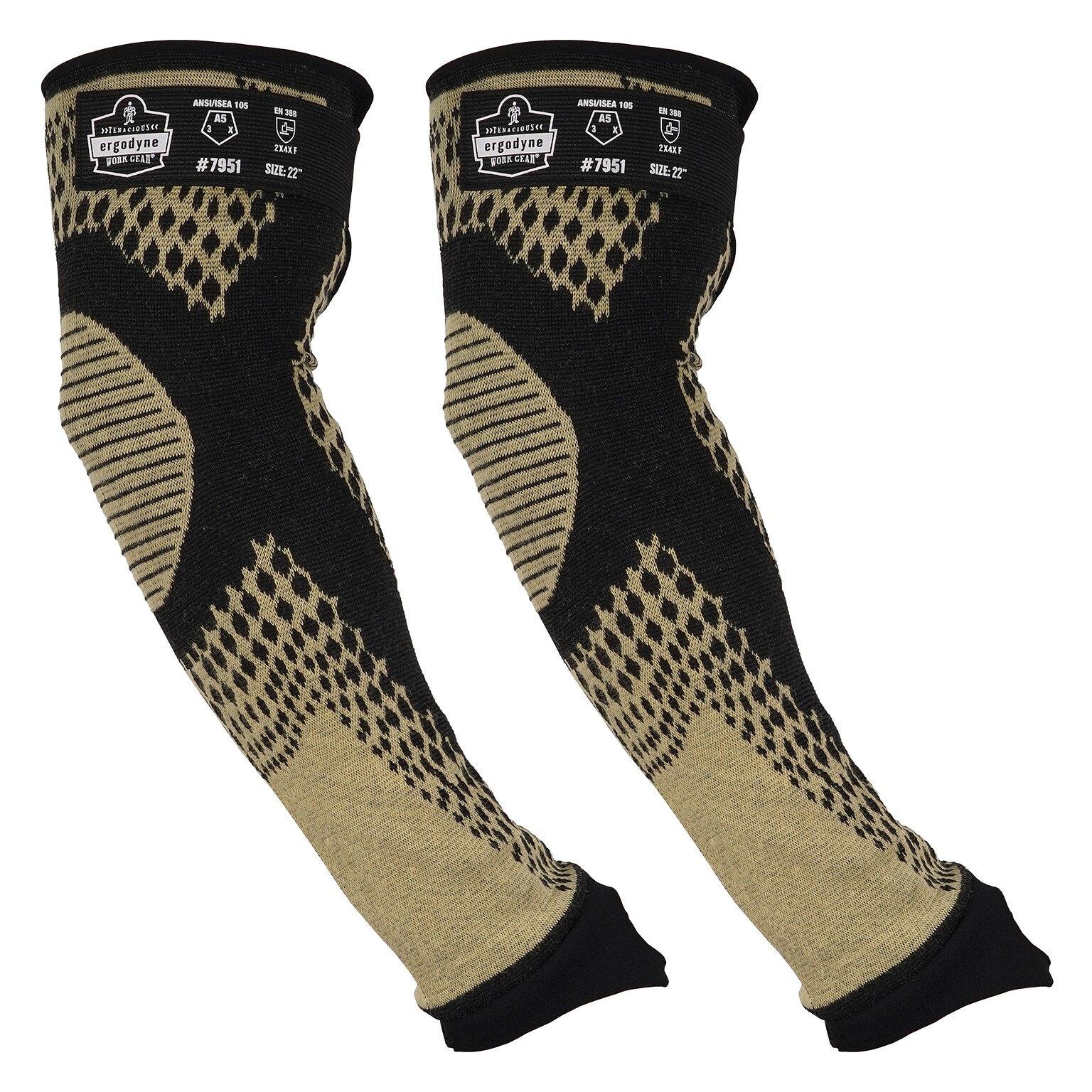 Ergodyne ProFlex 7951 Cut-Resistant Protective Arm Sleeves - ANSI/ISEA 105-2016 A5, EN388: 2X4XF, Heat Resistant, 22 (17959)