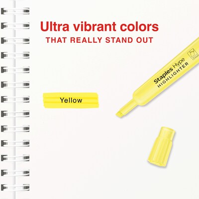 Staples Hype Tank Highlighter, Chisel Tip, Yellow, 36/Pack (ST62941)