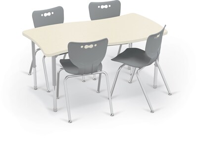 MooreCo Hierarchy Creator Rectangular Table, 58"W x 31"D, Neutral Weft/Platinum Base (703673563024)