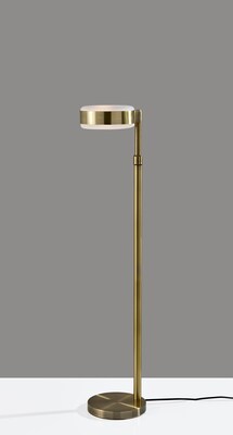 Adesso Linis 66" Antique Brass Floor Lamp with White Glass Shade (AD9105-21)