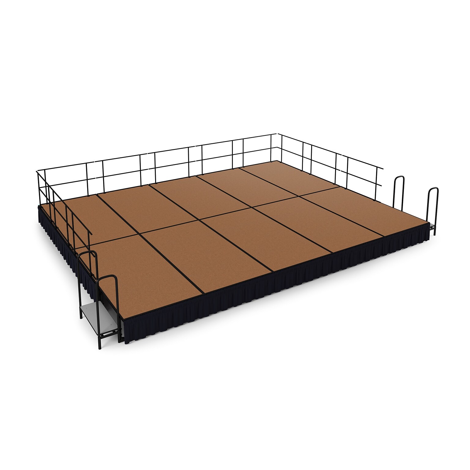 NPS 16 Stage Package, 16 x 20, Shirred Pleat Black Skirting, Hardboard Floor (SG481610HBSS10)