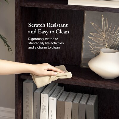 Bush Furniture Cabot 66"H 5-Shelf Bookcase with Adjustable Shelves, Espresso Oak (WC31866)