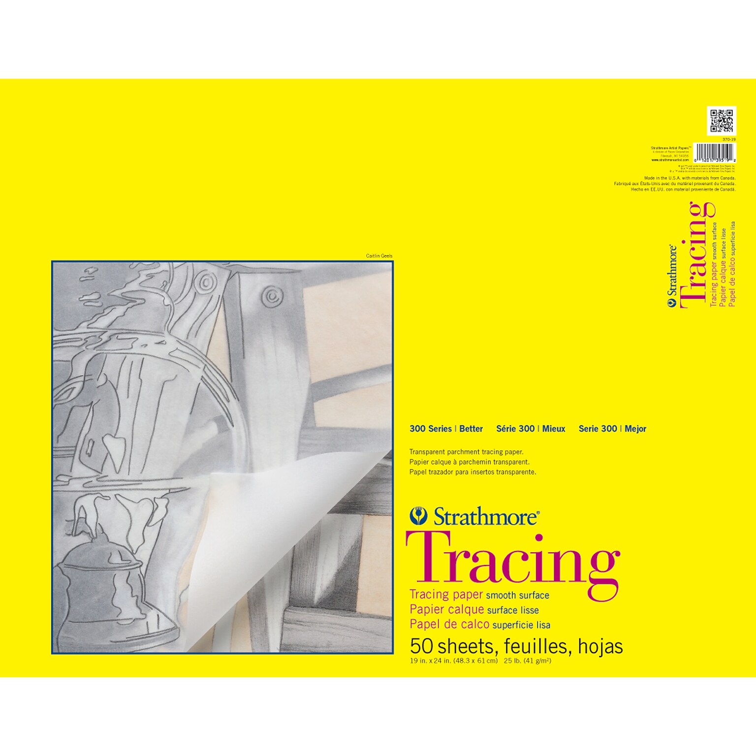 Strathmore 300 Series 19 x 24 Tape Bound Tracing Sketch Pad, 50 Sheets/Pad (STTP370191)