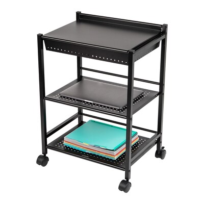 Mind Reader 3-Tier Metal Cart with Covered Compartment, Black (LGCART3T-BLK)