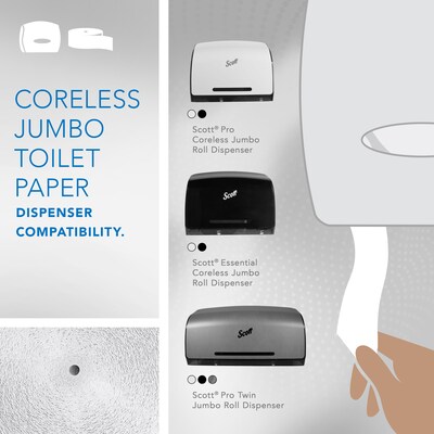 Scott Essential Recycled Coreless Toilet Paper, 1-ply, White, 12 Rolls/Case (07005)