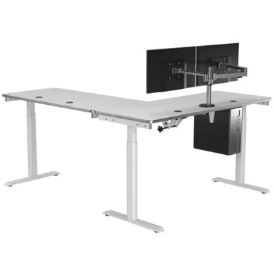 VersaDesk PowerLift 60"W Electric L-Shaped Adjustable Standing Desk, White (PLLSD6060-WW-APP)
