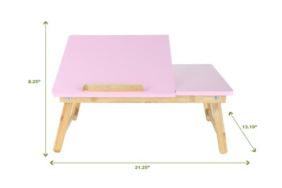 Mind Reader Bali Collection 21.25" x 13.19" Bamboo Lap Desk, Pink (BEDTRAYBM-PNK)