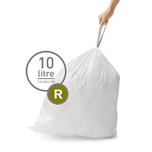 simplehuman Code R 2.6 Gallon Trash Bag, Low Density, White, 240 Bags/Box (CW0253)