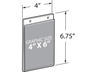 Azar Sign Holder, 4" x 6", Vertical, Wall Mounted, Clear Acrylic, 10/Pack (162732)
