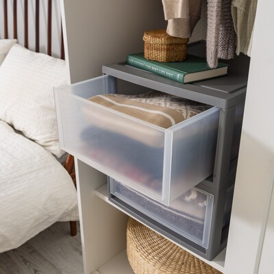 Iris Stackable Storage Drawer, Gray, 2/Pack (500256)