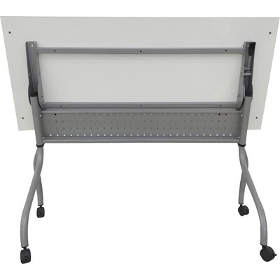 Lorell 48W x 23.6D Foldable Flip Top Training Table, Melamine, With Wheels, White (LLR60745)