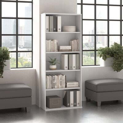 Bush Business Furniture Hustle Tall 5 Shelf Bookcase, White (HUB230WH)