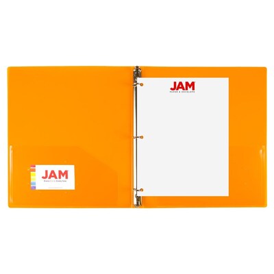 JAM Paper 1/2" 3-Ring Flexible Poly Binder, Orange (PB75237OR)