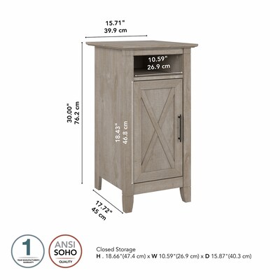 Bush Furniture Key West 30" Small Storage Cabinet with Door and 3 Shelves, Washed Gray (KWS116WG-03)