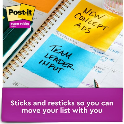 Post-it Full Adhesive Notes, 3" x 3", Energy Boost Collection, 30 Sheet/Pad, 4 Pads/Pack (F3304SSAU)