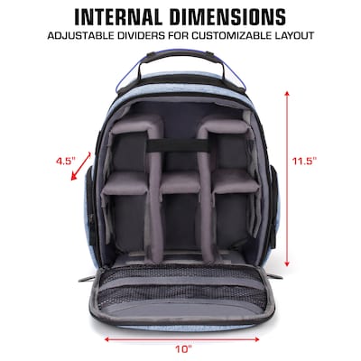 USA GEAR U Series Camera Backpack, Blue (GRULUBK100BLEW)