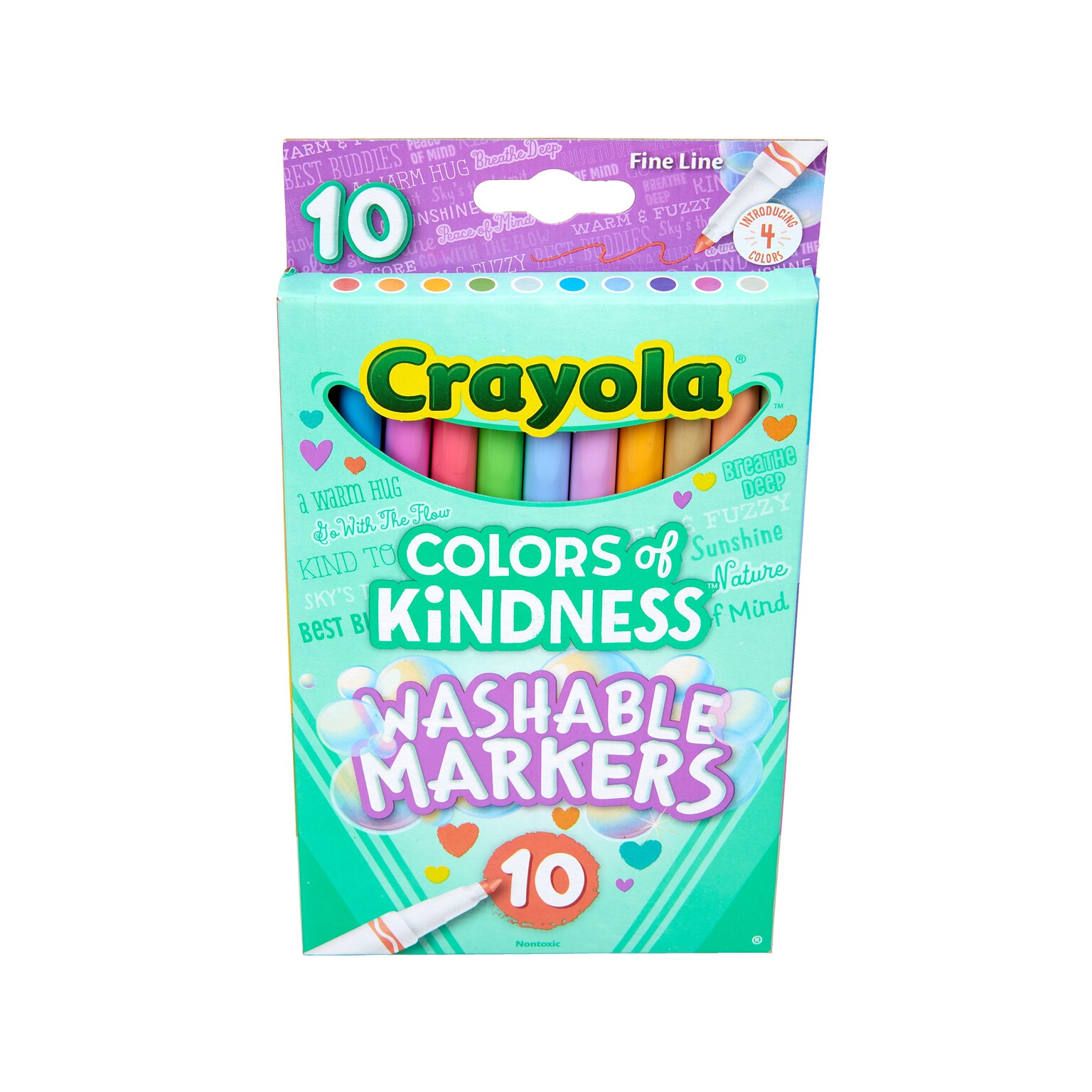 Crayola Colors of Kindness Washable Markers, Fine Point, Assorted Colors, 10/Pack (587807)