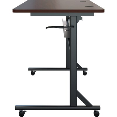 Lorell Shift 2.0 24"W x 60"D Foldable Flip & Nesting Mobile Table, Laminated, With Wheels, Mahogany (LLR60760)
