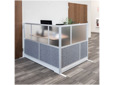 Luxor Modular Room Divider Add-On Wall, 48"H x 53"W, Gray PET/Frosted Acrylic (MW-5348-XFCG)