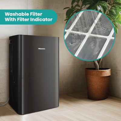 Hisense 50-Pint Dehumidifier, 3-Speed, Covers up to 4500 sq. ft., Black (ADH50KP26)