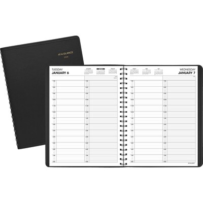 2026 AT-A-GLANCE 8.5" x 11" Daily Appointment Book, Faux Leather Cover, Black (70-222-05-26)