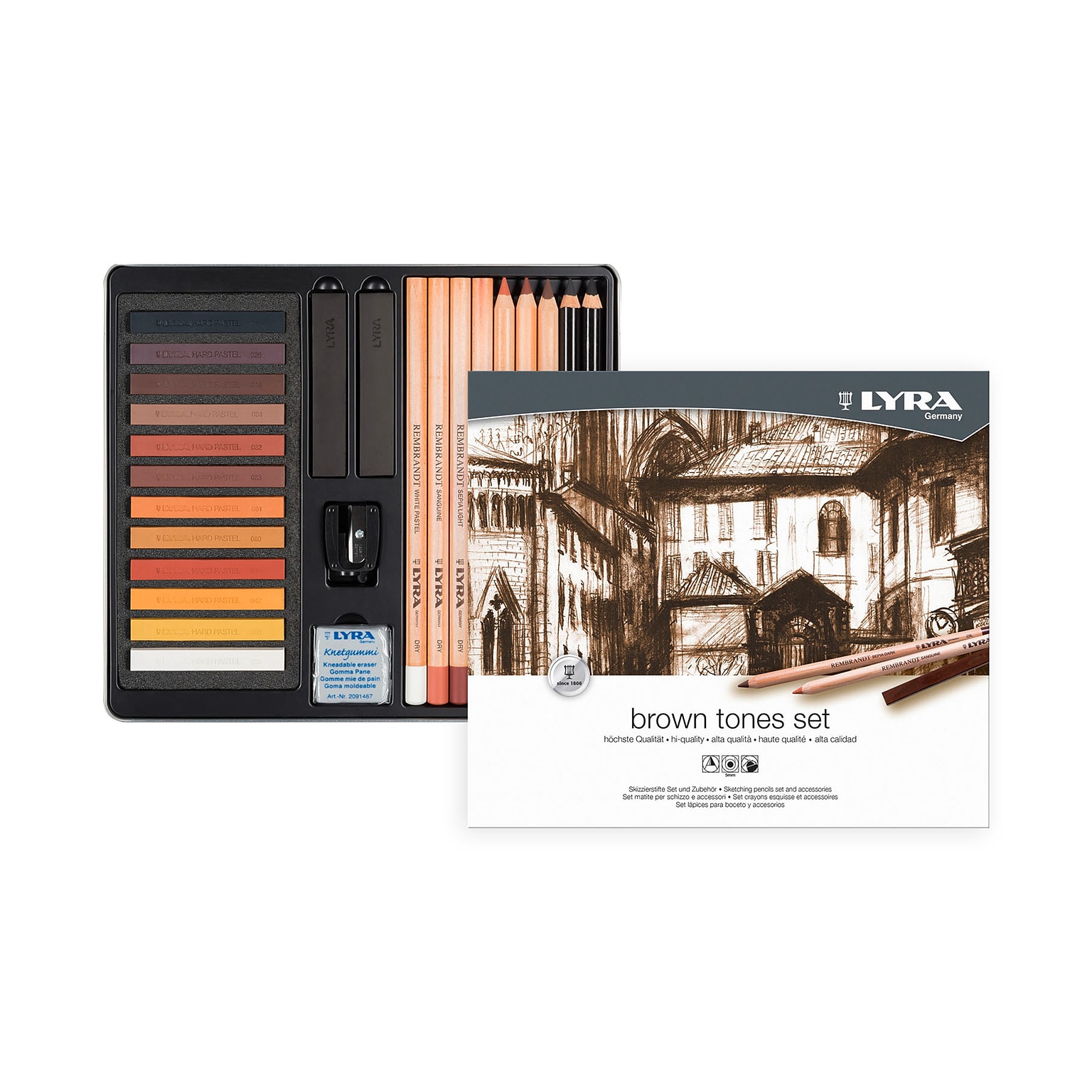 Lyra Brown Tones Sketching Set Tin, Assorted Colors, 25/Pack (LYXL2051250)