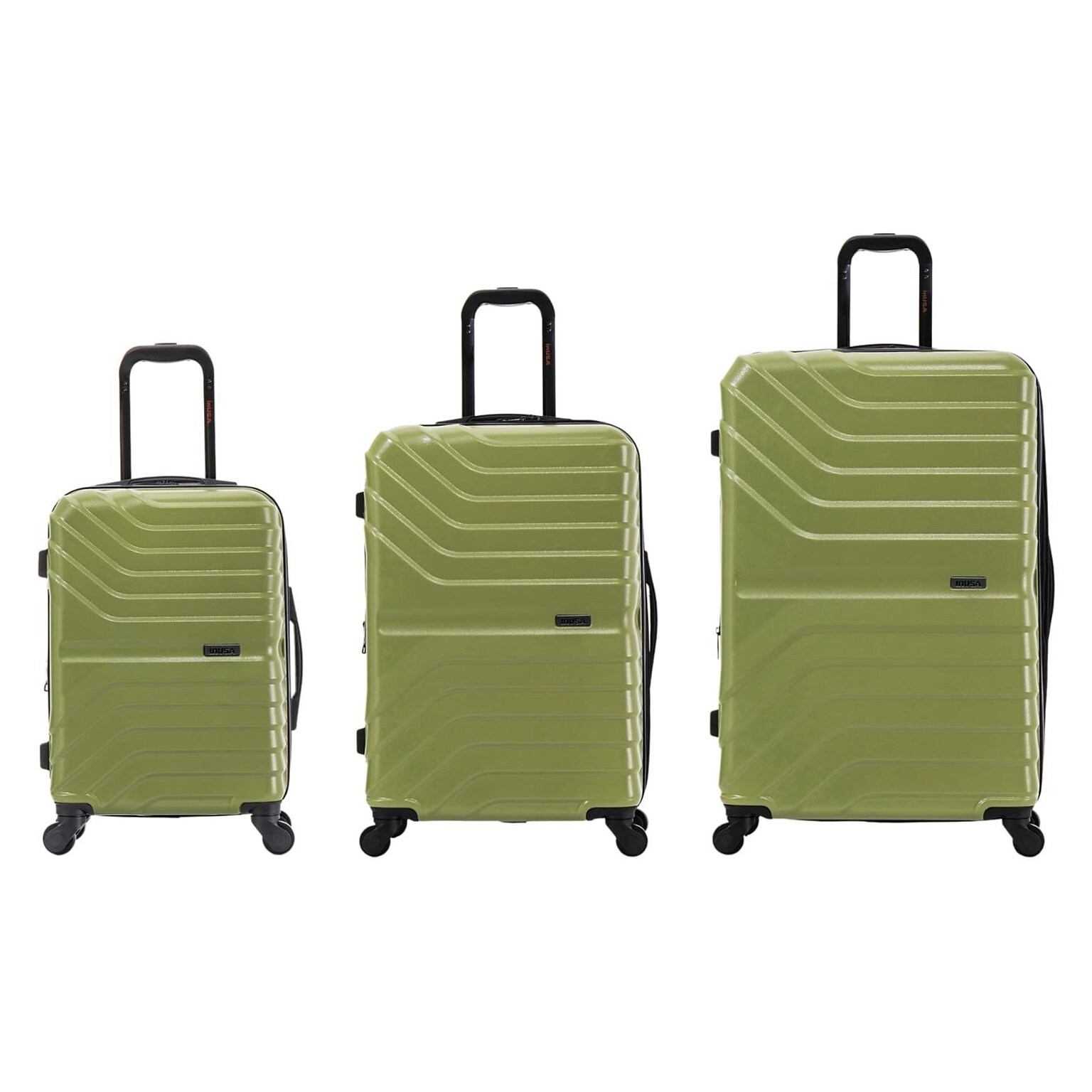 InUSA Aurum 3-Piece Hardside Spinner Luggage Set, Green (IUAURSML-GRN)