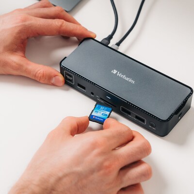 Verbatim USB-C Pro Universal 15-in-1 Docking Station for Windows 11/10/8, MacOS x 10.4 or above Laptop (32171)