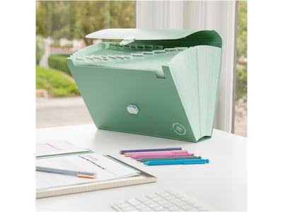 U Brands U-Eco Polypropylene Expandable File, 26-Pocket, Letter Size, Green (6491T02-06)