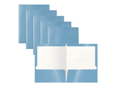 Better Office Glossy 2-Pocket Portfolio Folder, Light Blue, 25/Pack (80186-25PK)