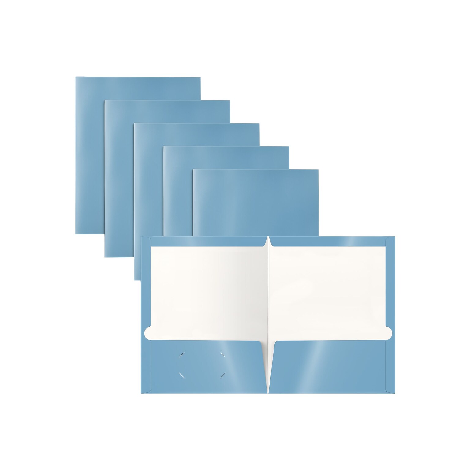 Better Office Glossy 2-Pocket Portfolio Folder, Light Blue, 25/Pack (80186-25PK)