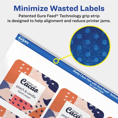 Avery Laser/Inkjet Rectangle Multipurpose Labels, 1-13/16" x 2-3/16", Clear, 120/Pack (94233)