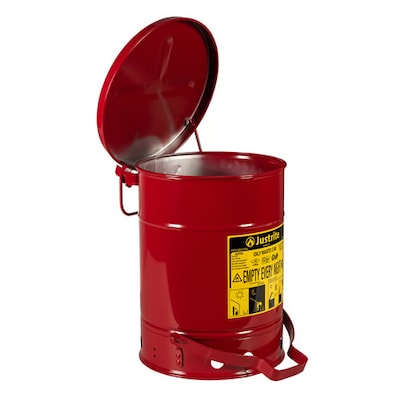 Justrite 6-Gallon Oily Waste Can, Red (138646RD)
