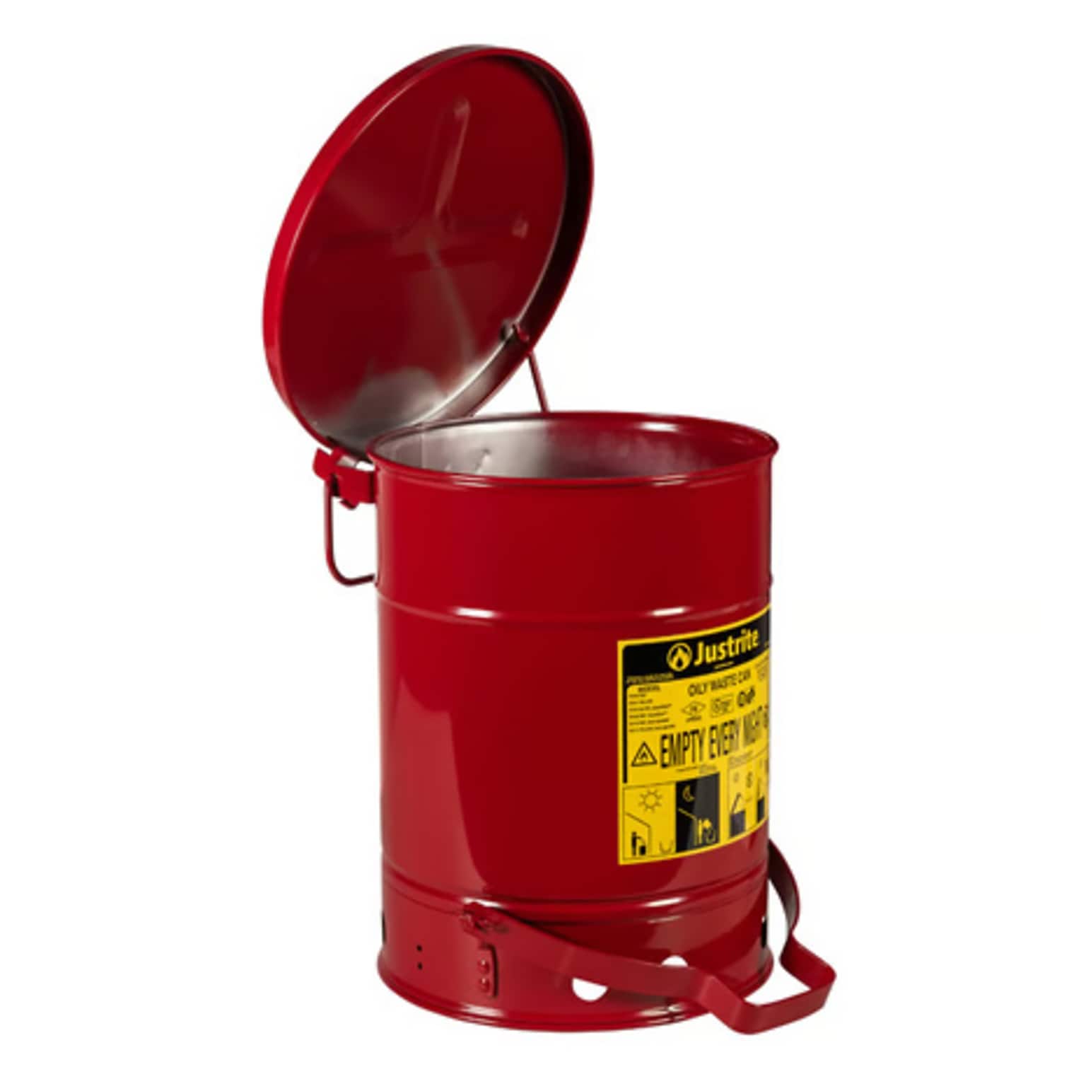 Justrite 6-Gallon Oily Waste Can, Red (138646RD)