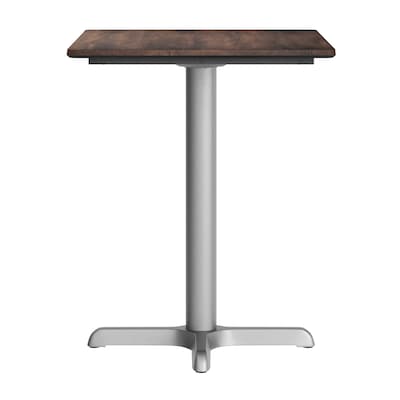 Flash Furniture Acadia Wooden Dining Table with X-Base, 23.75"D x 29.75"W, Dark Brown/Silver Base (ST2430WBRT2222S)
