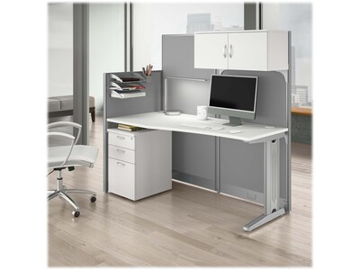 Bush Business Furniture Office in an Hour 63H x 65W Cubicle Panel Workstation, Pure White (WC36192