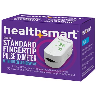 HealthSmart Fingertip Bluetooth Pulse Oximeter, Green LED Display, White (40-816-000)