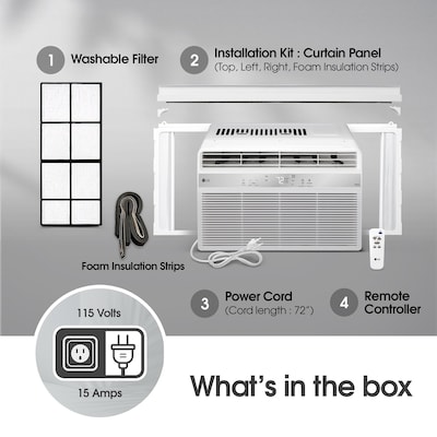 LG ThinQ 115-Volt 8000 BTU Window Air Conditioner with Remote, WiFi Enabled, White (LW8024RSM)