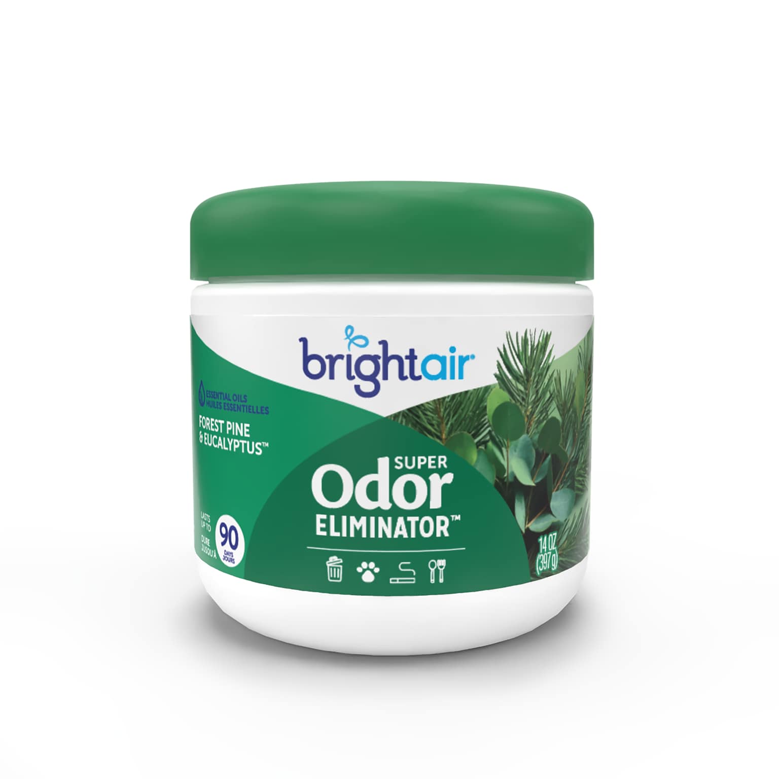 Bright Air Super Odor Eliminator Air Freshener Gel, Forest Pine & Eucalyptus Scent, 14 oz. (900277)