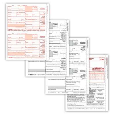 ComplyRight 2026 1099-NEC Tax Form, 4-Part, 3-Up, Copy A, B, C/2, 1096 Transmittal, 100/Pack (NEC6103100)